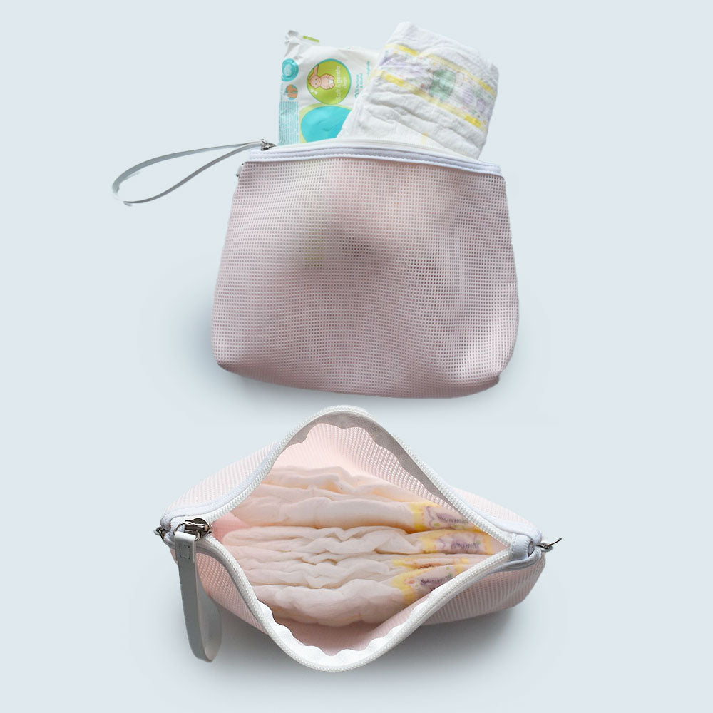 【公式ショップ限定】透け感ありネスト素材ポーチ〈ピンク〉